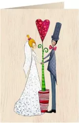 Ślub. Karnet okolicznościowy drewniany.