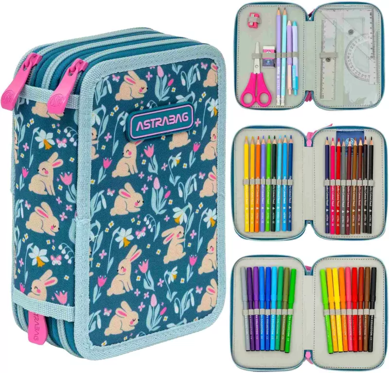 Piórnik potrójny z wyposaż. Jumbo Candy BunnyASTRA - tantis.pl