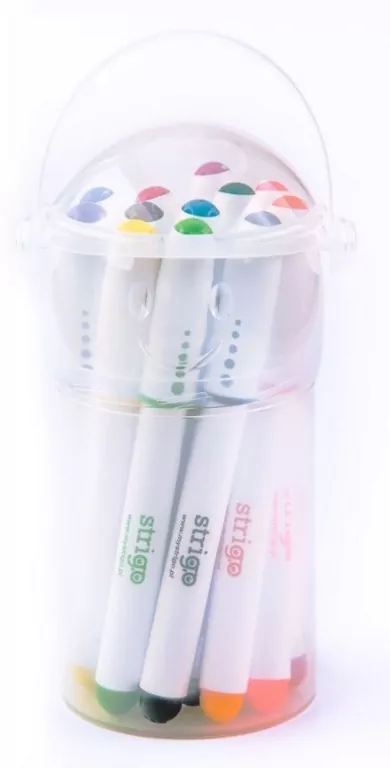 Flamastry - Wiaderko 12 sztuk STRIGO - tantis.pl