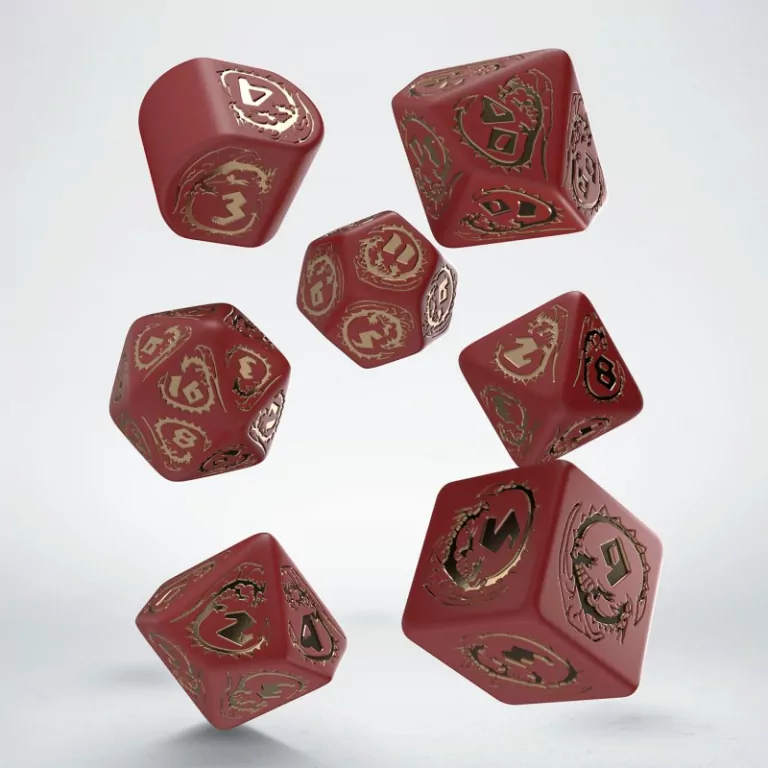 Komplet kości Dragons. Czerwono-złote - tantis.pl