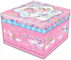 Szkatułka z pozytywką kwadrat. Jednorożec