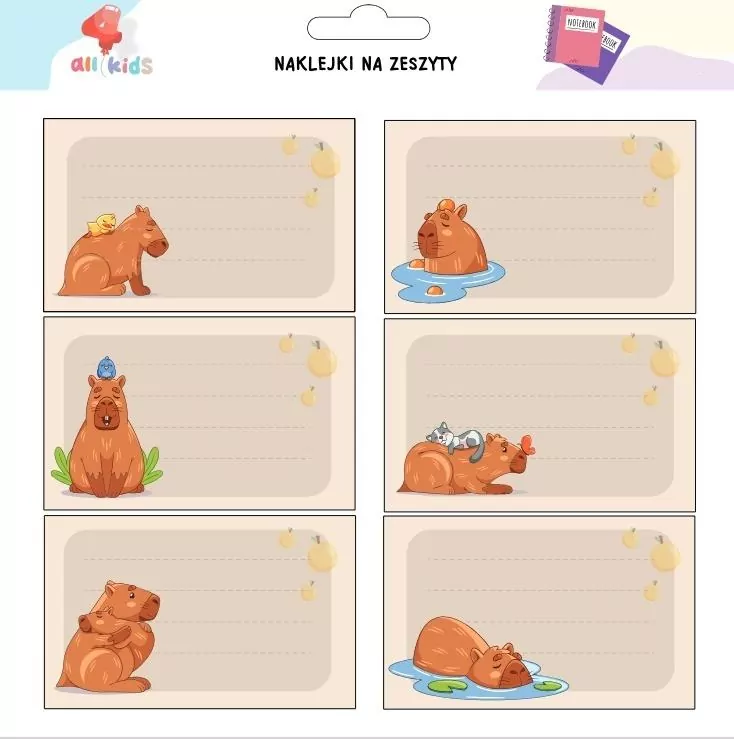 Naklejki na szafkę i zeszyt Kapibara 2 - tantis.pl