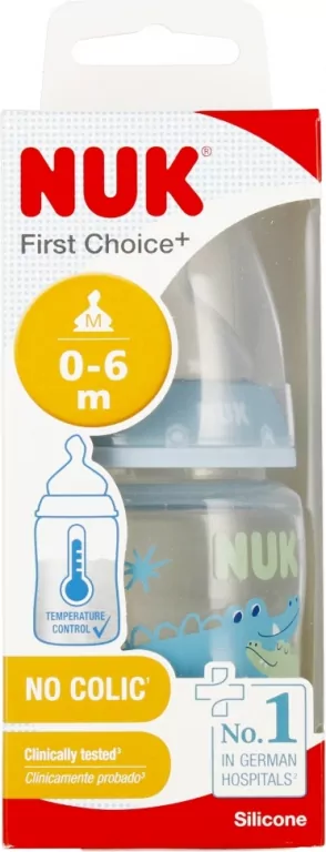 NUK. First Choice. Butelka ze smoczkiem. 150 ml. 0-6 miesięcy. Niebieska - tantis.pl