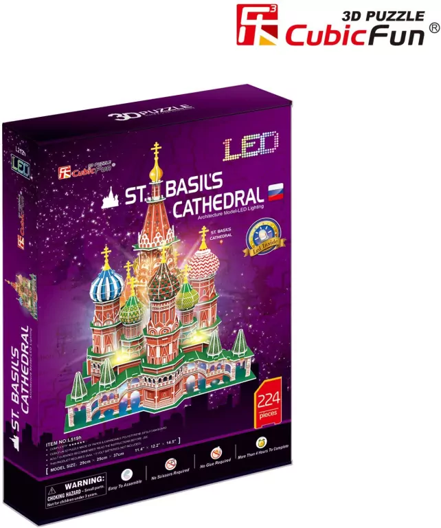 Puzzle 3D. Katedra Świętego Bazyla LED - tantis.pl