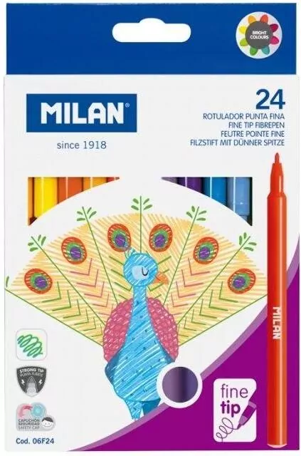 Flamastry z cienką końcówką 24 kolory MILAN - tantis.pl