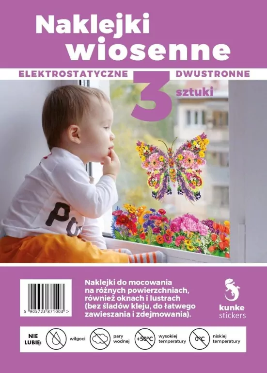 Naklejki wiosenne Motyl i łąka 3szt - tantis.pl