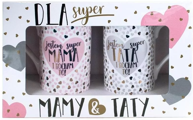 Kubek komplet Q 896 Super mama/tata (serduszka) - tantis.pl
