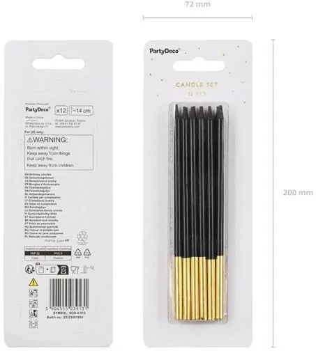 Świeczki urodzinowe gładkie czarne 14cm - tantis.pl