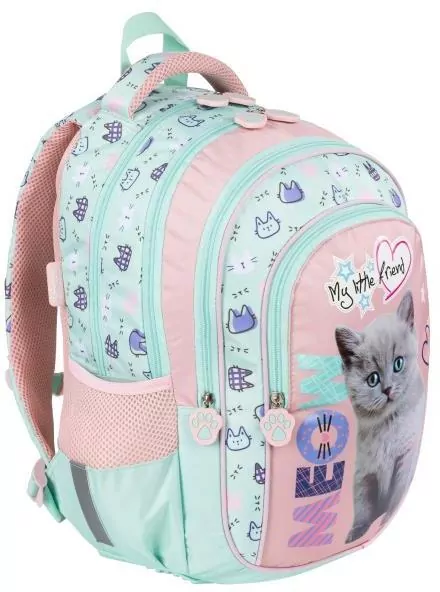 Plecak 4 komorowy z kotkiem My little friend St. Majewki - tantis.pl