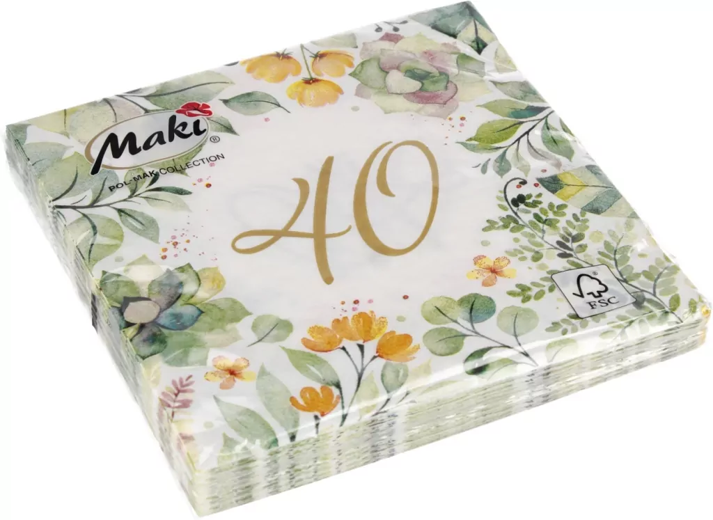 SERWETKA PAP 3W 330X330 40 LAT FLORAL PM OP - tantis.pl