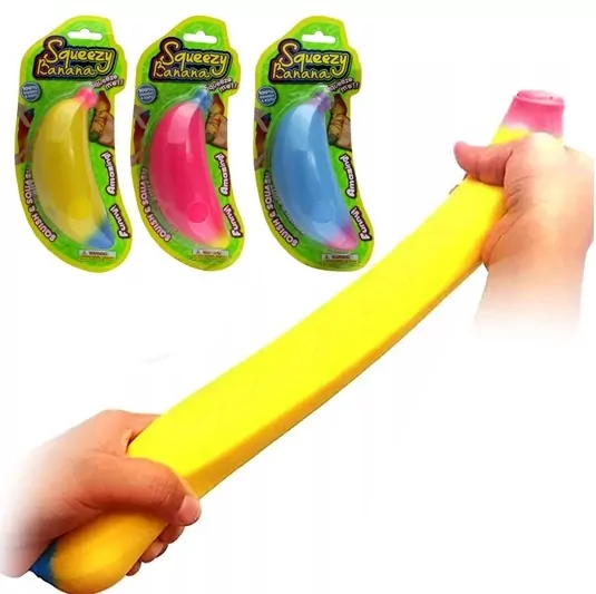Banan super rozciągliwy, antystresowy / gniotek 14 cm, kolory tęczy, mix - tantis.pl