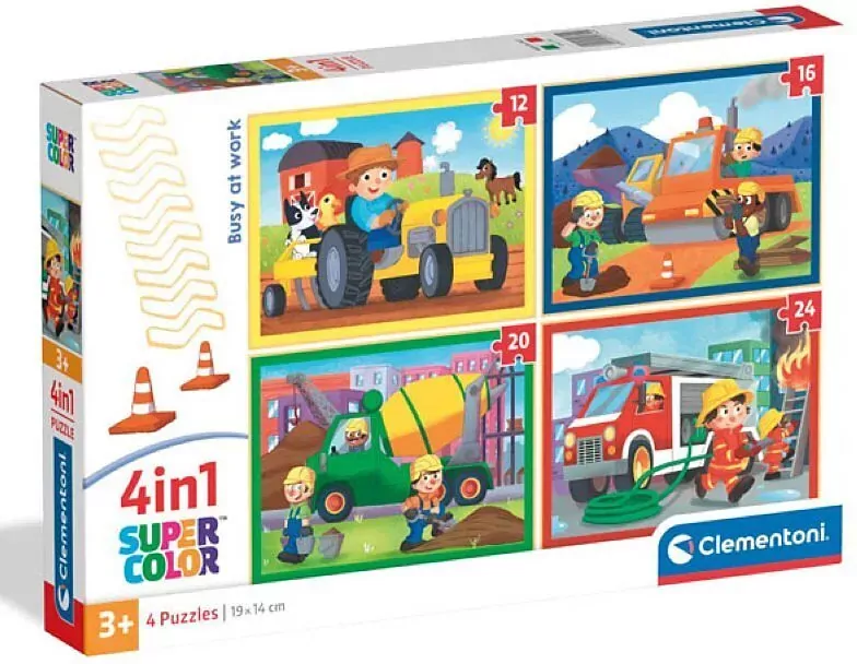 Puzzle 4 w 1 Super Color. Busy at Work - tantis.pl