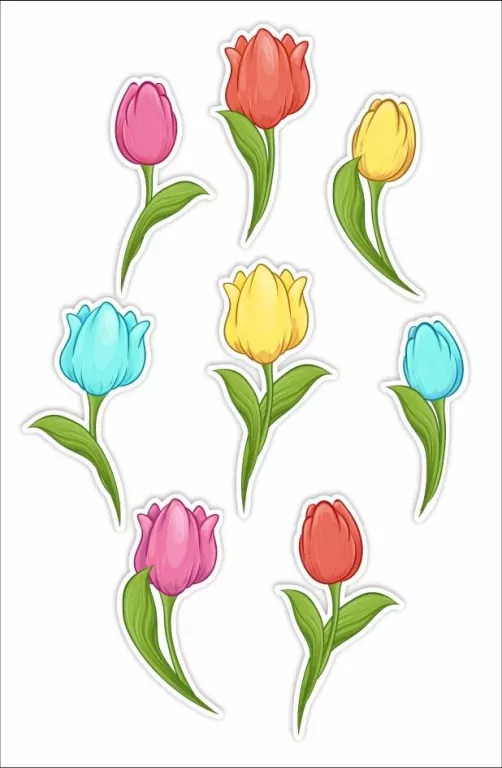 Dekoracje okienne dwustronne - Tulipany 02 8szt - tantis.pl