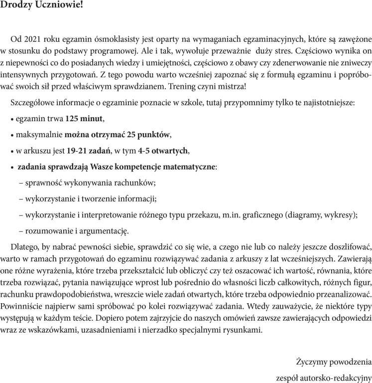 Arkusze egzaminacyjne Matematyka dla 8-klasisty - tantis.pl