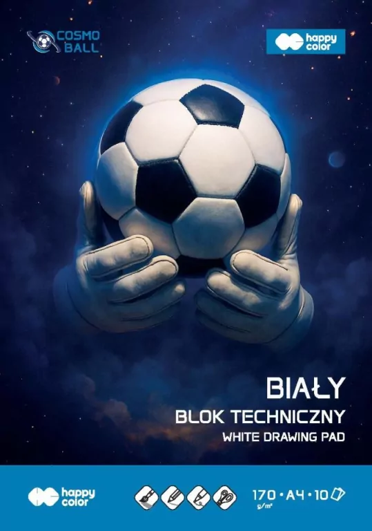 Paczka Blok techniczny biały Cosmo Ball A4 170g.10 ark.Happy Color 20 sztuk - tantis.pl