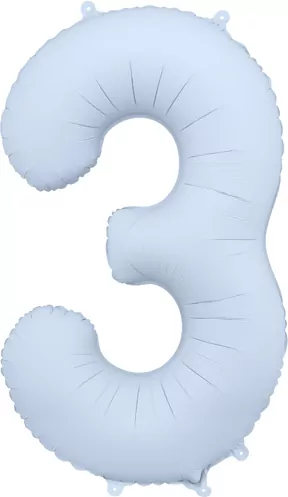 Balon foliowy cyfra 3 86cm mglisty niebieski - tantis.pl