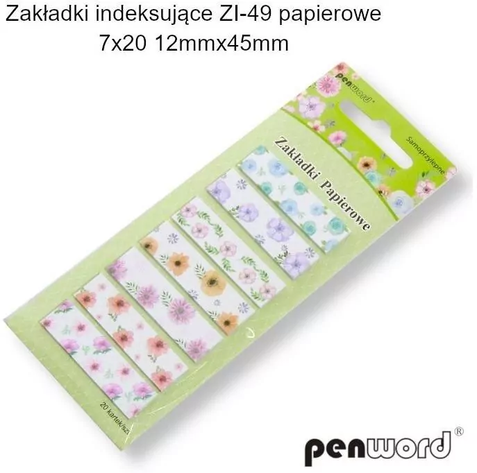 Zakładki indeksujące 12x45mm 7x20szt papierowe - tantis.pl