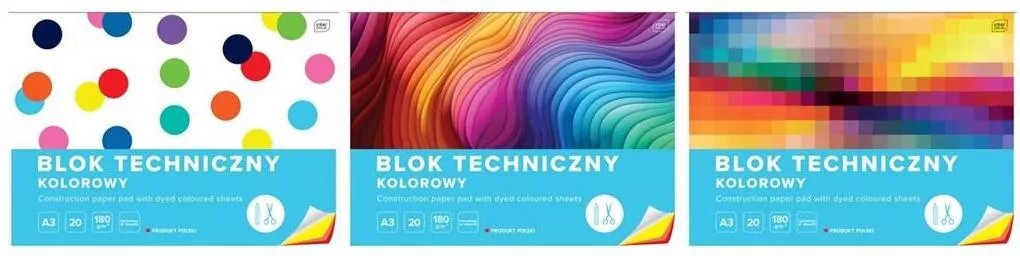 Blok techniczny kolor A3/20K barwiony w masie. 5 sztuk - tantis.pl