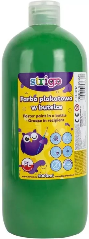 Strigo. Farba plakatowa w butelce 1000ml, zielona - tantis.pl