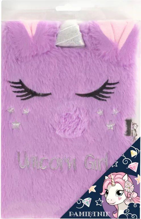 Pamiętnik pluszowy z kłódką Unicorn DERFORM - tantis.pl