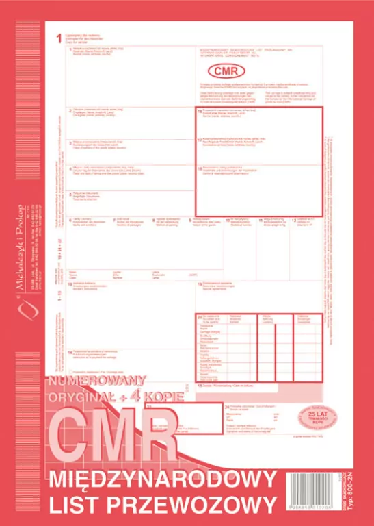 CMR Międzynarodowy list przewozowy 800-2N - tantis.pl