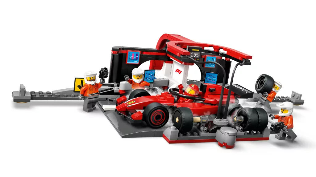 LEGO® F1® Pit stop i mechanicy z bolidem Ferrari 60443 - tantis.pl