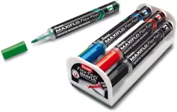 Pentel. Zestaw 4 markerów z tłoczkiem Maxiflo
