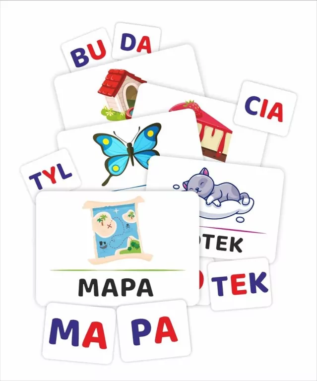 Układanka sylabowa. Wyrazy dwusylabowe 126 kart - tantis.pl