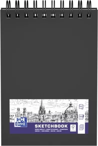 Szkicownik A5 50k Oxford sketchbook spirala czarny, 1 sztuka - tantis.pl
