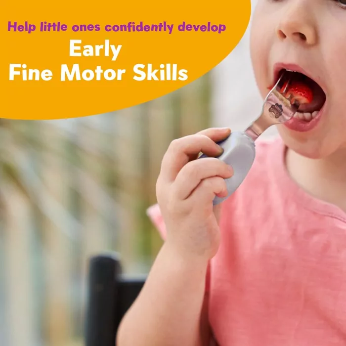 Nana's Manners Zestaw sztućców widelec i łyżka szary - tantis.pl