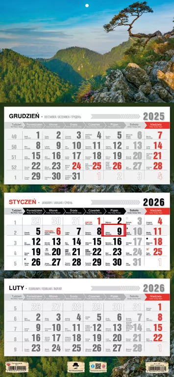 Kalendarz 2026 trójdzielny płaska główka Sokolnica - tantis.pl