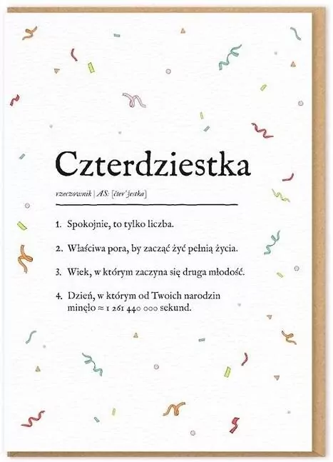 Karnet Urodziny - czterdziestka - tantis.pl