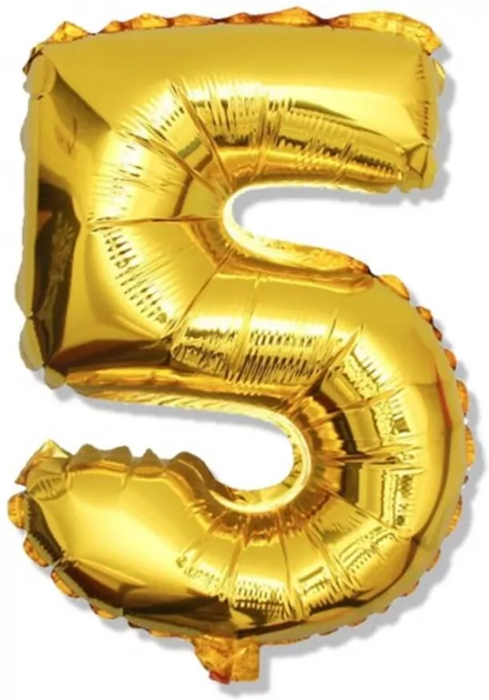 Balon foliowy cyfra "5" złota, 85cm - tantis.pl