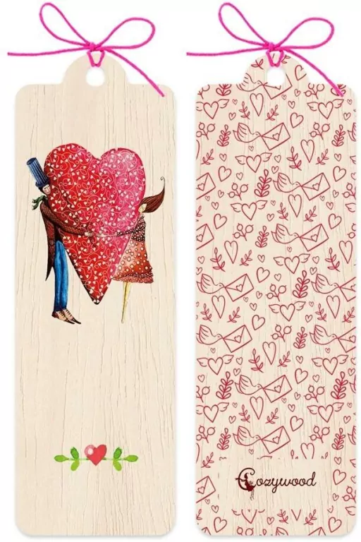 Zakładka drewniana. Para serce - tantis.pl