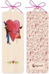 Zakładka drewniana. Para serce
