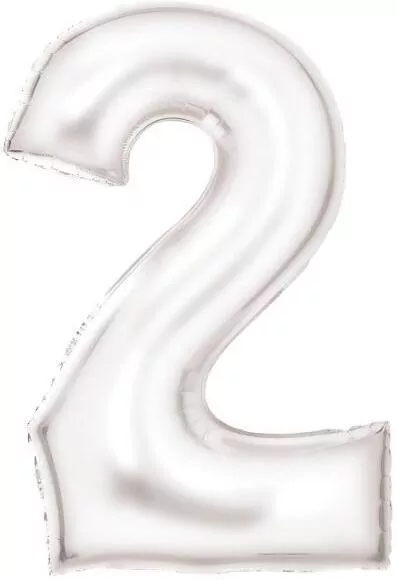 Balon foliowy cyfra 2 satynowa biała 86cm - tantis.pl