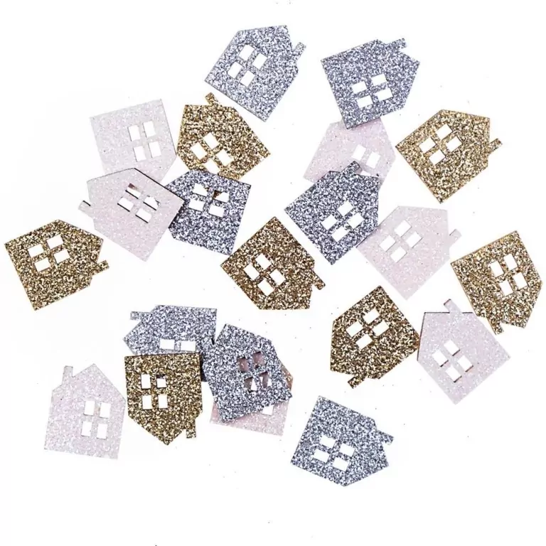 Drewniane brokatowe domki 1,7x2,2cm 21szt - tantis.pl