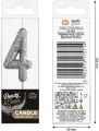 Świeczka piker 4 czarna brokatowa 11x3.5 cm - tantis.pl