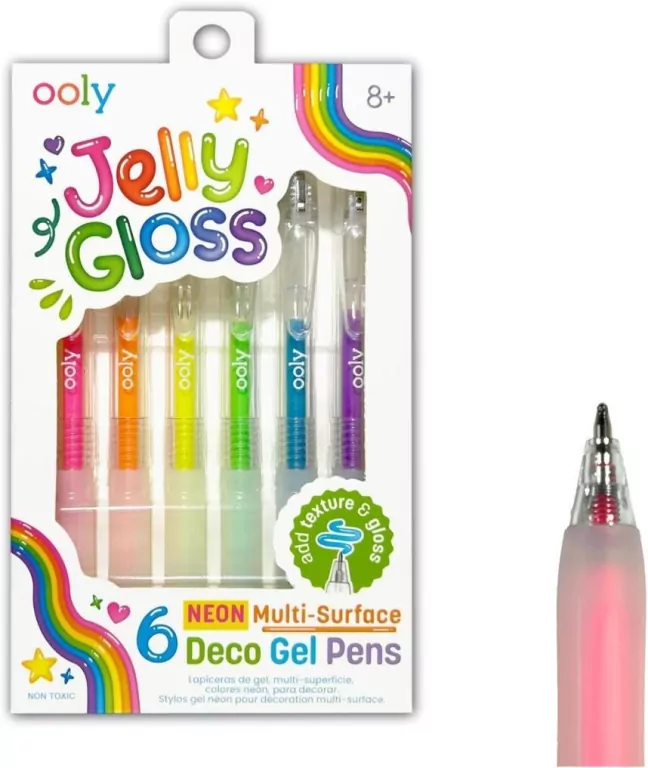 Długopisy żelowe neonowe Jelly Gloss 6szt - tantis.pl