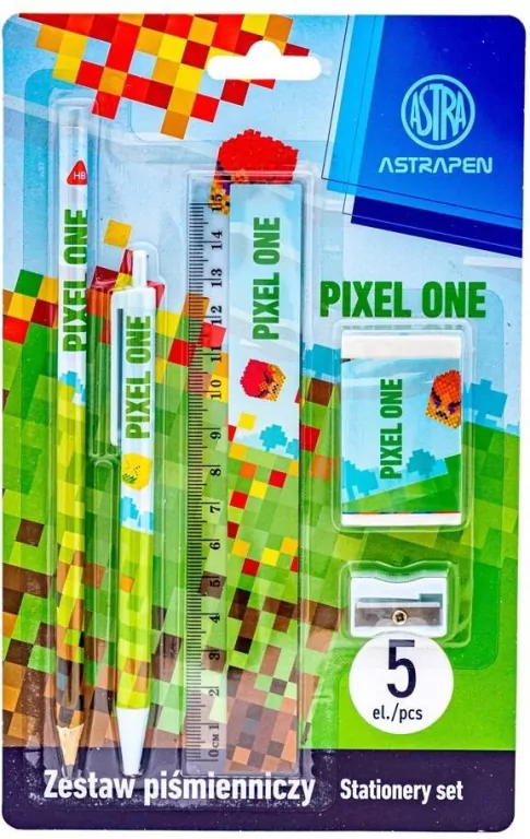 Zestaw piśmienniczy 5 elementy Pixel - tantis.pl