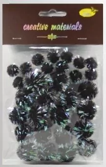 Pompony glitter czarne 15x25mm - tantis.pl