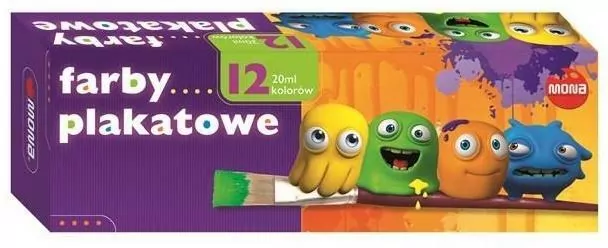 Farby plakatowe 12 kolorów - tantis.pl