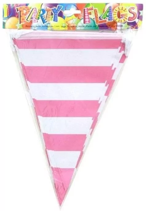 Girlanda flagi w paski różowa 27.5cmx10m - tantis.pl