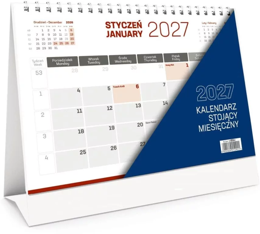 Kalendarz 2027 stojący miesięczny - tantis.pl