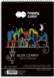 Blok A5/40K czarny Koty 80g spirala HAPPY COLOR