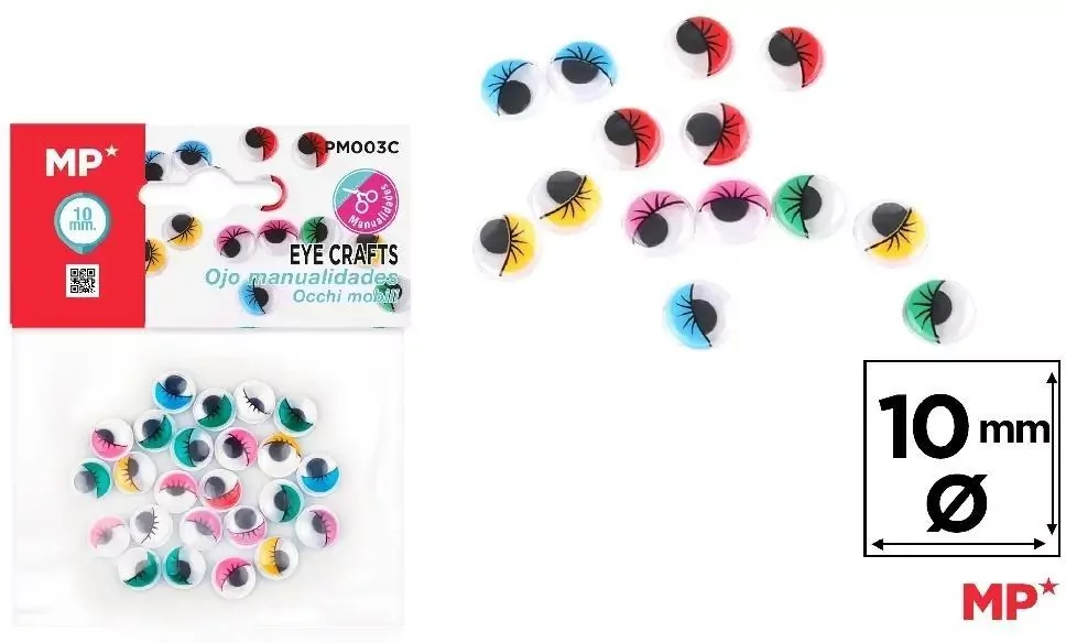 Oczy ruchome samoprzylepne kolorowe 10mm - tantis.pl