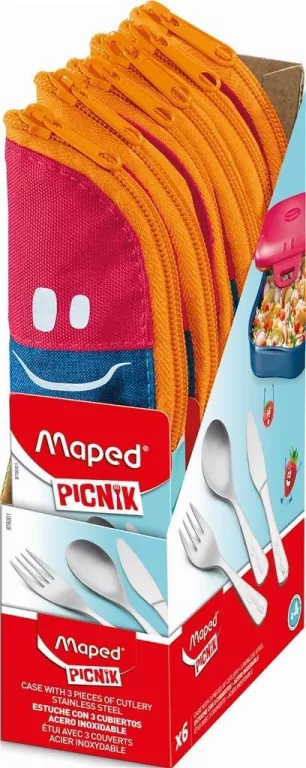 Zestaw sztućców Picnik Kids w różowym etui MAPED - tantis.pl
