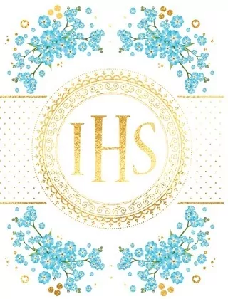 Karnet B6 z kieszonką. Komunia IHS - tantis.pl