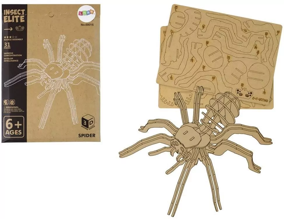 Puzzle drewniane 3D Pająk składanka edu 31el - tantis.pl