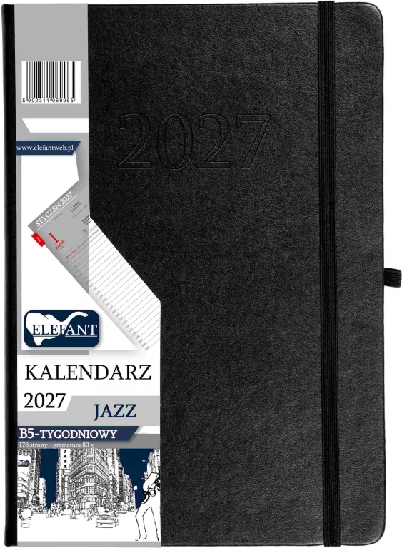 Kalendarz Jazz 2027 B5 tygodniowy czarny - tantis.pl